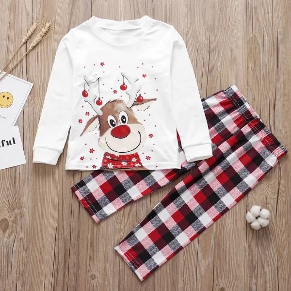 Xmas Family Matching Pajamas Set Cute Deer Adult Kid Baby Family Matching Outfits 2022 Christmas Family Pj's Dog Clothes Scarf - Image 2