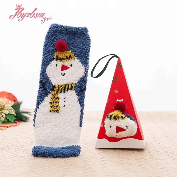 Christmas Gift Socks Women Box Cute Thermal Fluffy Fuzzy Soft Velvet Thermo Sleep Sock Deer Thick Warm Winter New Year Socks - Image 2