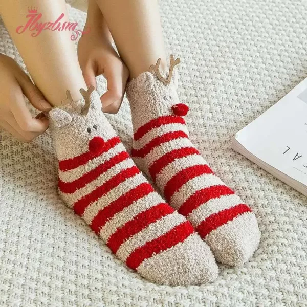 Christmas Gift Socks Women Box Cute Thermal Fluffy Fuzzy Soft Velvet Thermo Sleep Sock Deer Thick Warm Winter New Year Socks - Image 4