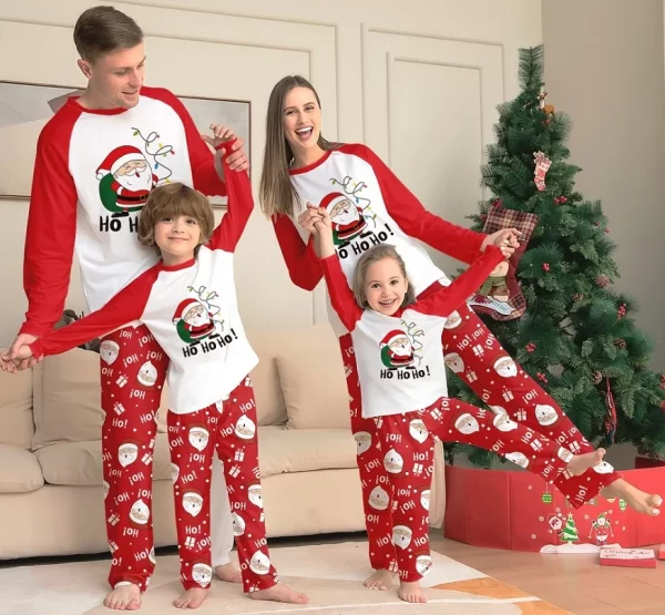 Xmas Family Matching Pajamas Set Santa Claus HO HO HO Printed Adult Kid Baby Family Matching Outfits 2025 Christmas Family Pj's