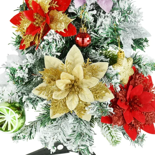 5/10Pc 14cm Large Glitter Christmas Flower For Xmas Tree Hanging Ornament Merry Christmas Decoration Home Decor New Year Navidad - Image 4