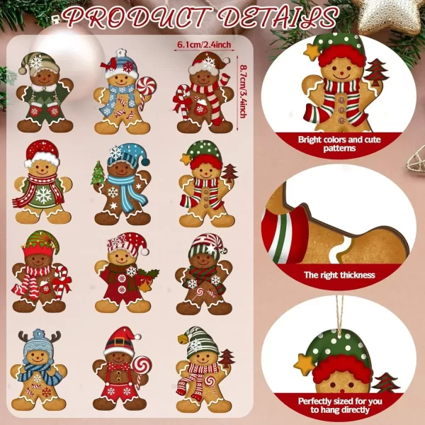 12pcs/set Gingerbread Man Ornaments Christmas Tree Wooden Hanging Decorations Pendants Cute Cartoon Xmas DIY Hangings Home Decor - Image 6