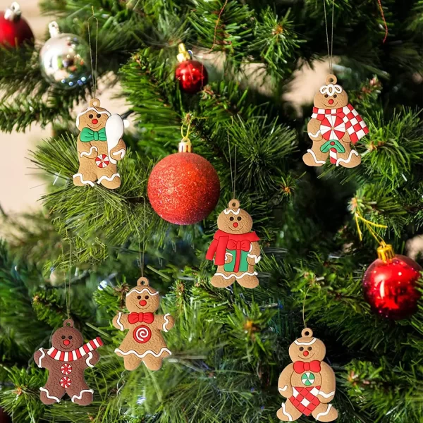 12pcs Gingerbread Man Ornaments for Christmas Tree Assorted Plastic and for Christmas Tree Hanging Decorations - Image 3