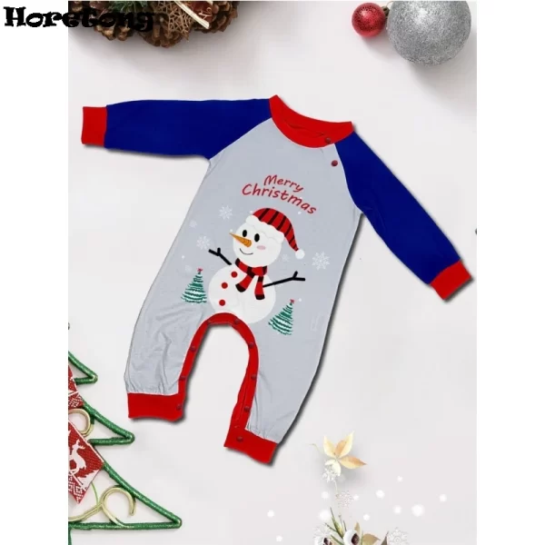 New Year's Costumes Cartoon Snowman Print Christmas Parent-child Matching Pajamas Set 2 Pieces Sleepwear Xmas Family Look Pjs - Image 6