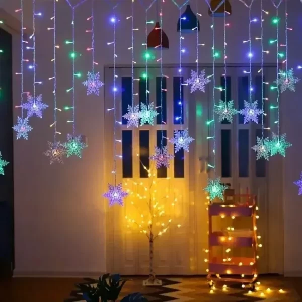 Indoor and Outdoor Christmas Snowflake LED String Lights Fairy Lights Curtain Lights Festoon Holiday Party New Year Decoration