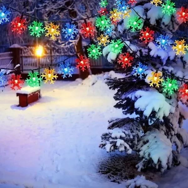 Solar Snowflake LED String Lights Fairy Lights 7M 50LED Garland Outdoor New Year Christmas Tree Home Garden Decorations Lamp - Image 5