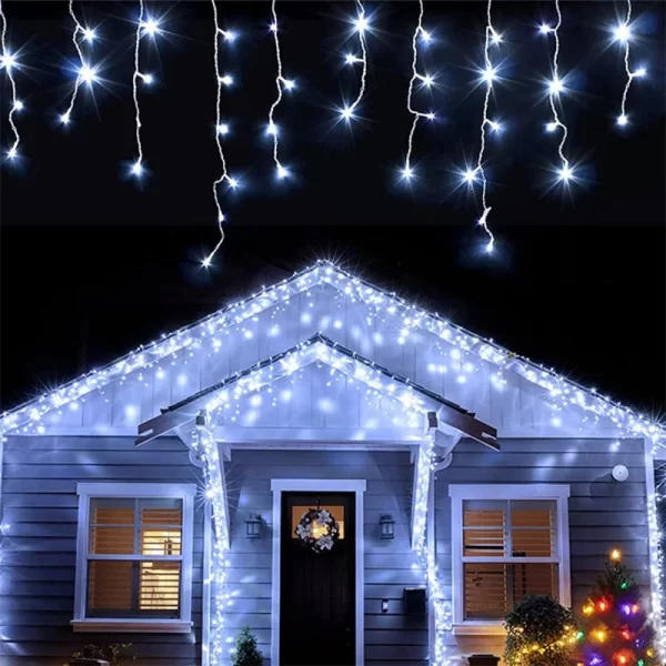 Christmas Lights Waterfall Outdoor Decoration 5M Droop 0.4-0.6m Led Lights Curtain String Lights Party Ggarden Eaves Decoration - Image 2