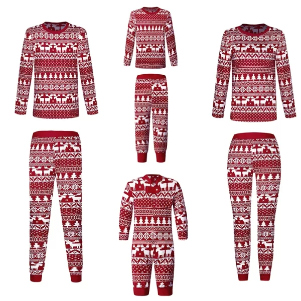 Family Matching Outfits Christmas Pajamas Sets Classic Elk Red Print Adult Dad Mother Daughter Sleepwear Baby Boys Girls Clothes - Image 5