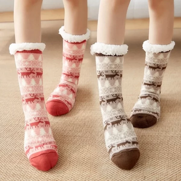 Winter Warm Socks Women penguin Plush Soft Female Non Grip Floor Slippers Short Sock Fuzzy Fluffy Deer Elk Bear Christmas Gift - Image 2