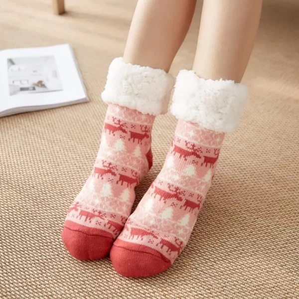 Winter Warm Socks Women penguin Plush Soft Female Non Grip Floor Slippers Short Sock Fuzzy Fluffy Deer Elk Bear Christmas Gift - Image 4