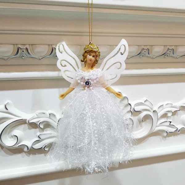 1PC White Christmas Angel Pendant Hanging Angels Ornaments Handmade Angel Doll Christmas Gifts For Indoor Xmas Tree Decor - Image 5