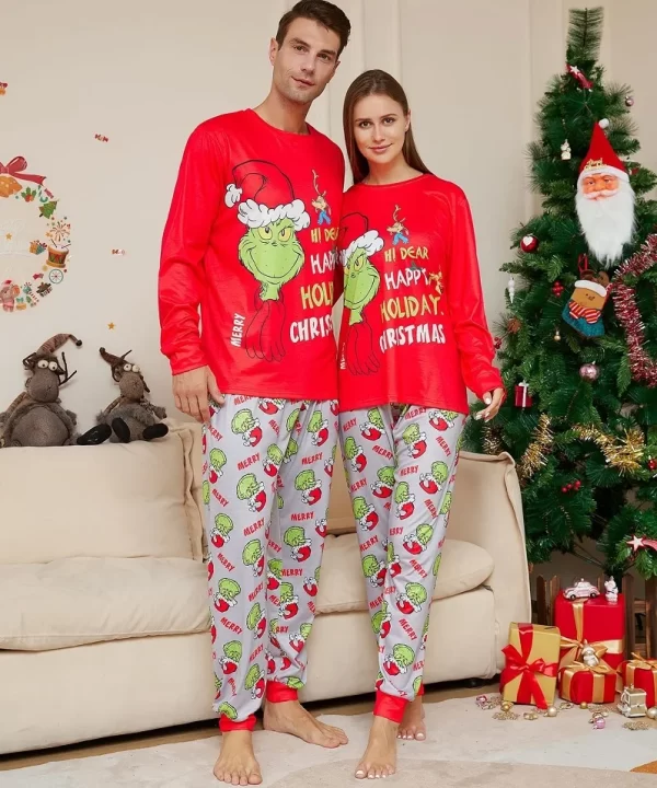 2024 Christmas Matching Family Pajamas Xmas The GRC Cartoon Print Pjs Adult Child Clothing Outfit Set Baby Jumpsuit+Dog Clothes - Image 4