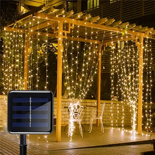 Solar LED Curtain String Lights Outdoor Waterproof 8 Lighting ModesCopper Light for Wedding Party Garden Yard Christmas Decor - Image 6