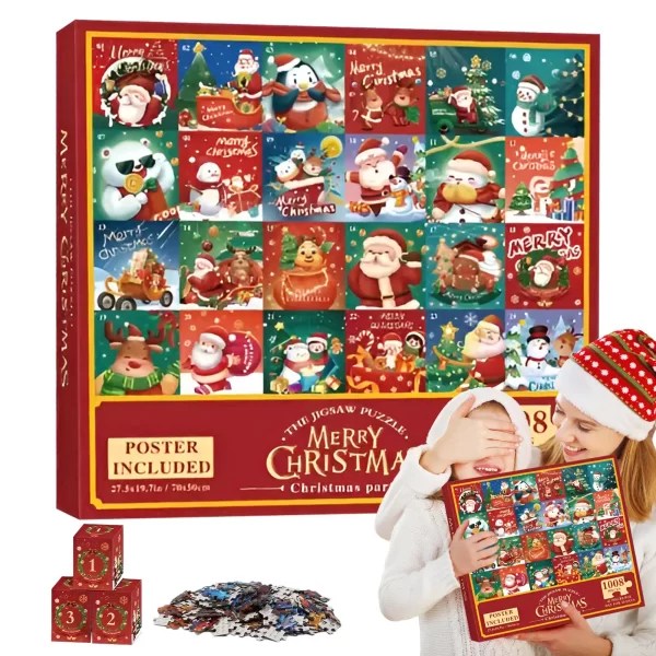 Christmas Puzzle Advent Calendar 1008PCS Puzzles Countdown Calendar Jigsaw Puzzles 24 Days Surprise Christmas Gift Calendar - Image 5