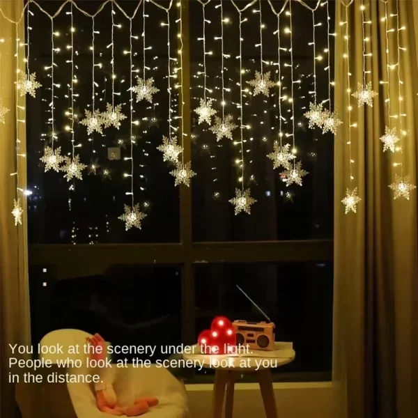 Indoor and Outdoor Christmas Snowflake LED String Lights Fairy Lights Curtain Lights Festoon Holiday Party New Year Decoration - Image 2