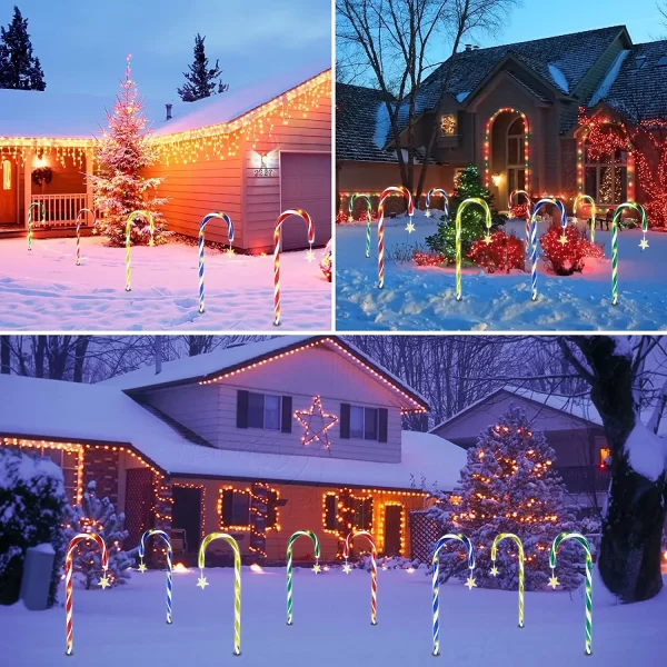 8pcs Christmas Lights EU Plug Outdoor Garden Decoration Candy Cane Lamp 8 Light Modes Crutch Pathway Lawn Xmas New Year's Decor - Image 4