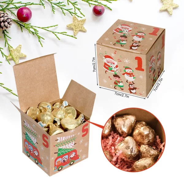 24pcs Christmas Advent Calendar Box Kraft Paper Candy Box 24 Days Countdown to Christmas Gift Boxes Navidad New Year Decorations - Image 6