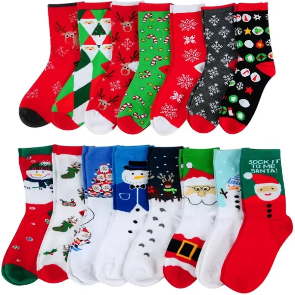 5 Pairs Men/Women Cotton Cartoon Christmas Socks Cute Santa Claus Elk Snow Funny Sock Happy Winter New Year Socks Christmas Gift - Image 2