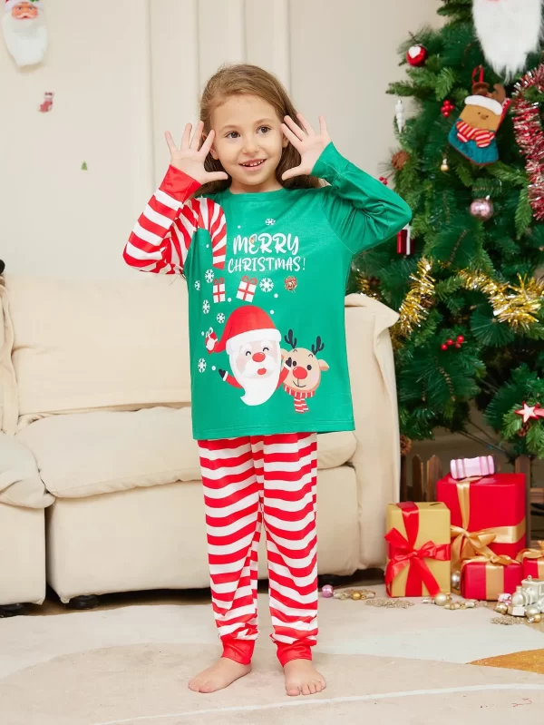 2024 Christmas Family Matching Pajamas Adult Kid Baby Outfits Tops+Pants 2PCS Xmas Sleepwear Pyjamas Dog Clothes - Image 3