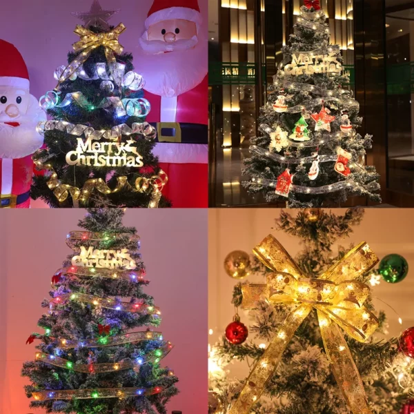 Christmas Led Ribbon Fairy Lights Xma Tree Ornaments Decoration For Home 2024 DIY Bows Light String Navidad New Year - Image 5