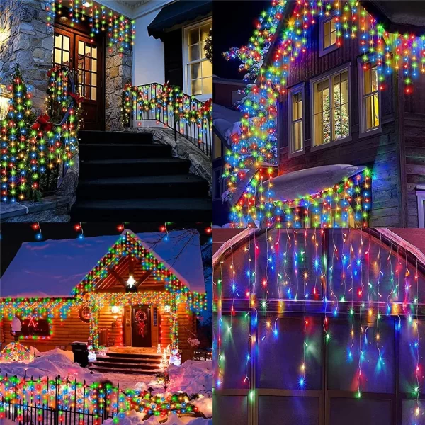 3.5M/7.5M Solar Curtain Icicle Light Outdoor Eaves Decor String Lights Garden Party Yard Christmas Decoration holiday Garlands - Image 5