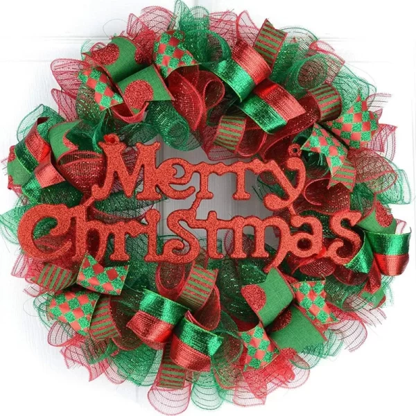 Christmas Crystal Gauze Ribbons 2024 Christmas Tree Decorations for Home Door Wreaths Navidad Noel Gifts Happy New Year 2025 - Image 3