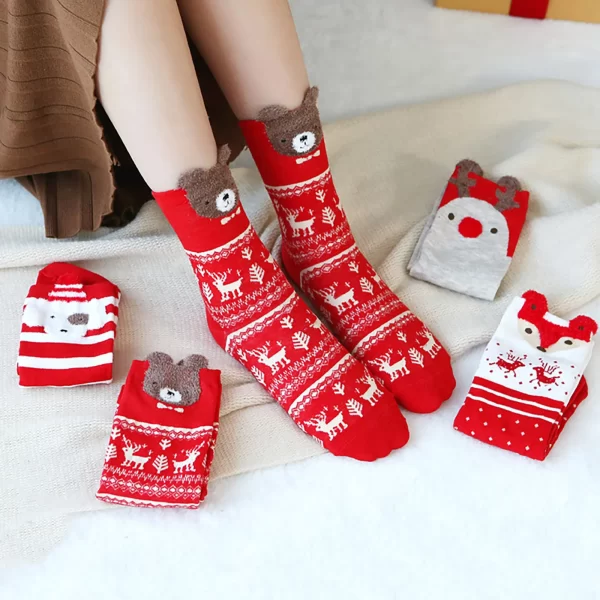 4pcs 2024 New Fashion Christmas Cartoon Cute Socks Gift Box Mid Tube Wnter Women'S Socks - Image 5