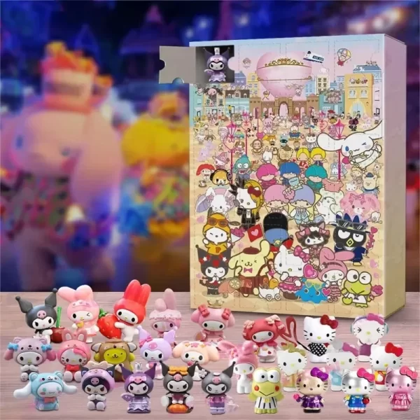 Miniso Sanrio Christmas Advent Calendar Anime Figure Models Juguetes Advent Surprise Toys For Children 2024 Navidad Gift