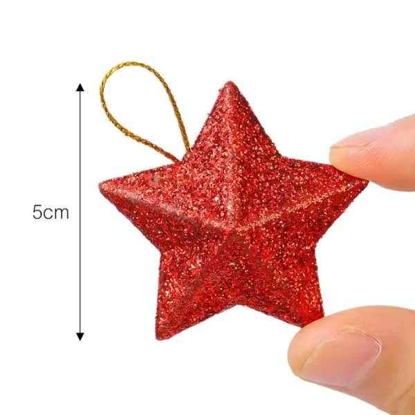 6/30PCS Christmas Glitter Star Pendant Xmas Tree Hanging Ornament Craft 5cm Plastic for Birthday Party Home Decoration Supplies - Image 6