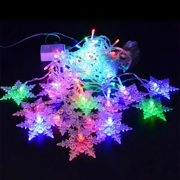 3M Christmas Snowflakes LED String Lights Flashing Fairy Curtain Lights Waterproof for Holiday Party Wedding Xmas Decoration - Image 5