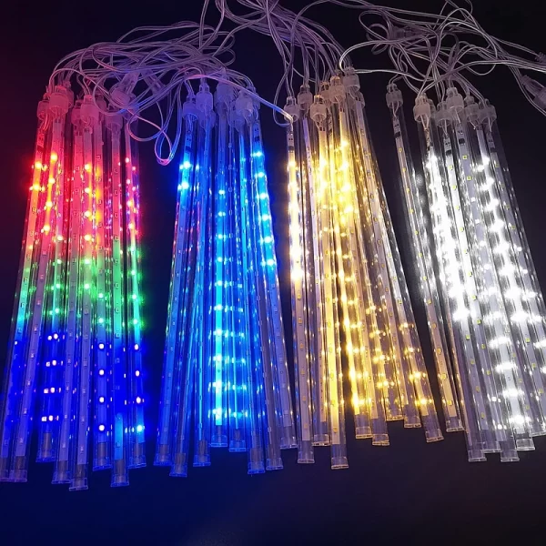 Outdoor Meteor Shower Christmas Lights 10 Tubes 192 Led Hanging String Lights for Garden Tree Holiday Party Decoation Lamp - Image 6