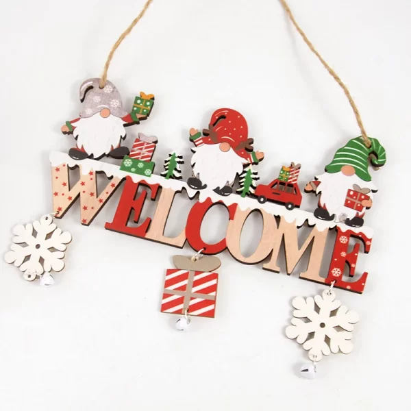 Gnome Santa Claus Wooden Hanging Ornament 2024 Merry Christmas Decoration for Home Door Xmas Tree Pendants Navidad New Year 2025 - Image 2