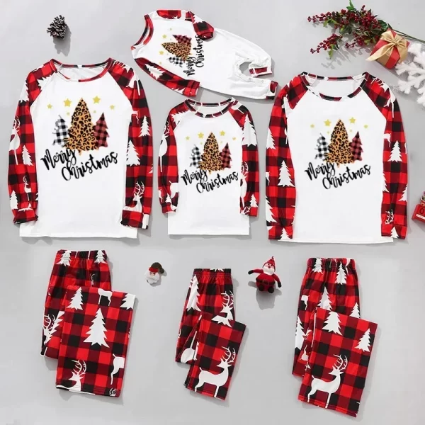 Merry Christmas Family Matching Pajamas Santa Tree Patchwork Mother Daughter Matching Clothes Casual Sleepwear Xmas Family Look - Image 3