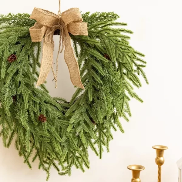 2024 New Cross-Border Christmas 50CM Feel Material Heart-Shaped Wreath for Front Door Hanging Home Decorations - Image 2