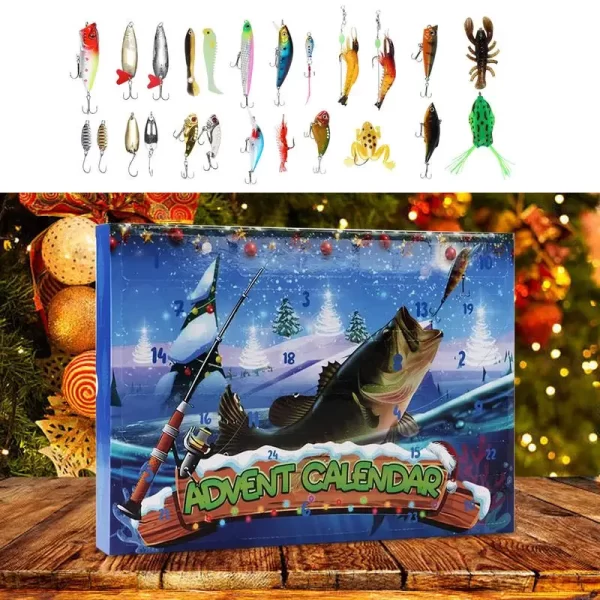 Fishing Lure Advent Calendar 24-Days Fish Lures Set 2024 Advent Calendar Fishing Christmas Countdown Fishing Lures Set for Teen - Image 2