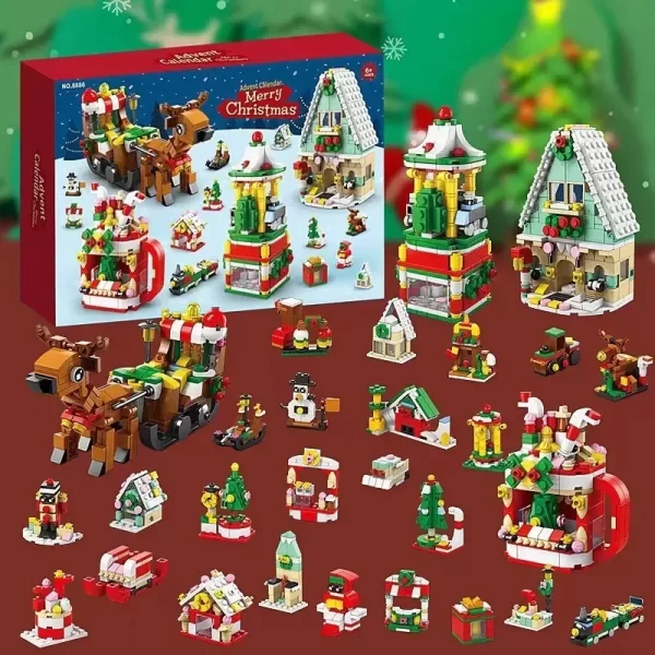 2024 Christmas Series Building Blocks Gift Box For Kids 24days Christmas Advent Calendar Diy Nutcracker Santa Claus Bricks Model - Image 5