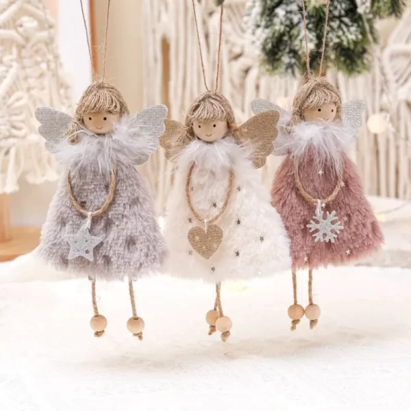 Cute Navidad Plush Angel Girls Pendant Ornaments Christmas Decoration for Home Kids Gifts Christmas Tree Decorations 2024 New