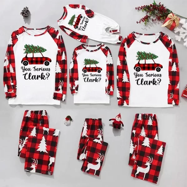 Merry Christmas Family Matching Pajamas Santa Tree Patchwork Mother Daughter Matching Clothes Casual Sleepwear Xmas Family Look - Image 5