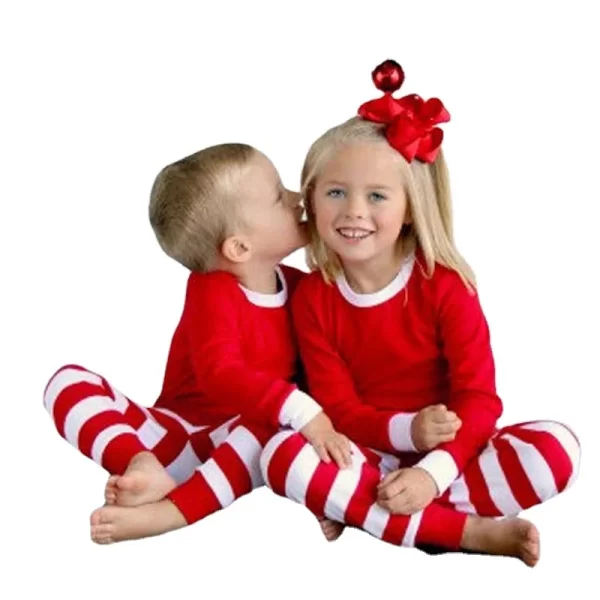 2023 Christmas Pajamas Set Striped Print Mother Father Kids Matching Clothes Causal Soft 2 Pcs Sleepwear Xmas Family Look Outfit - Image 6