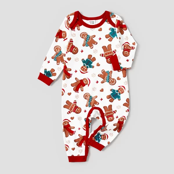 PatPat Christmas Cartoon Gingerbread Man Allover Print Family Matching Pajamas Sets (Flame Resistant) - Image 4