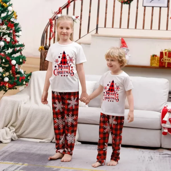 Merry Christmas Santa Tree Print Pajamas Set Short Sleeve Adults Kids Matching Outfits Soft Loose Sleepwear Xmas Family Look Pjs - Image 5