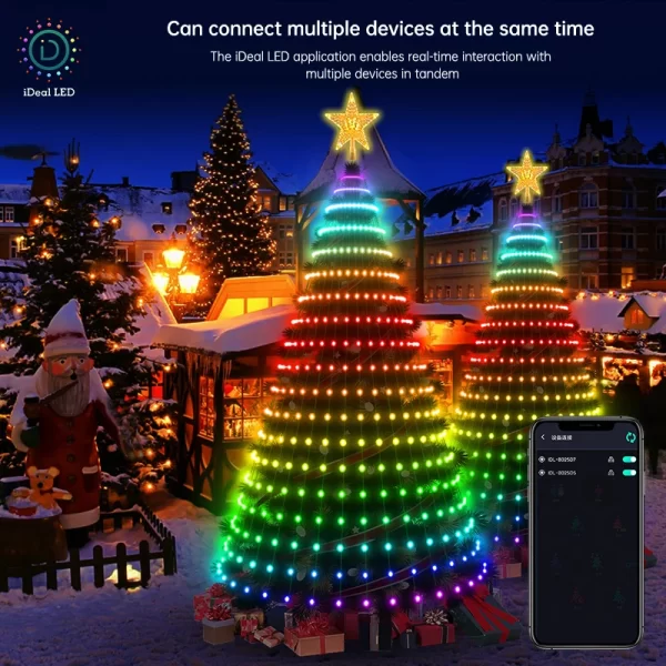 Smart Christmas Tree Toppers Lights App DIY Picture LED RGB String Light Bluetooth Control LED Star String Waterfall Xmas - Image 6