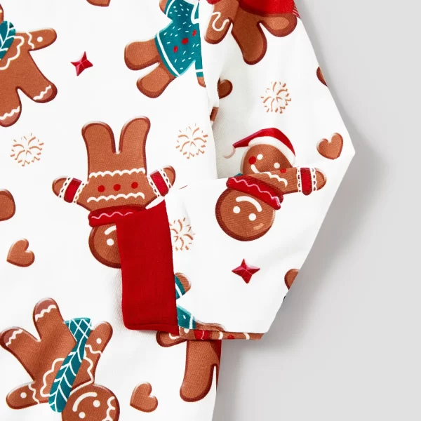 PatPat Christmas Cartoon Gingerbread Man Allover Print Family Matching Pajamas Sets (Flame Resistant) - Image 6