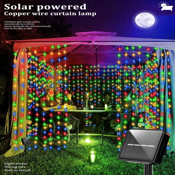 Solar Curtain String Lights 8 Lighting Modes 300Leds Outdoor Garden Yard Decoration Fairy Lights Christmas Holiday Lighting - Image 5