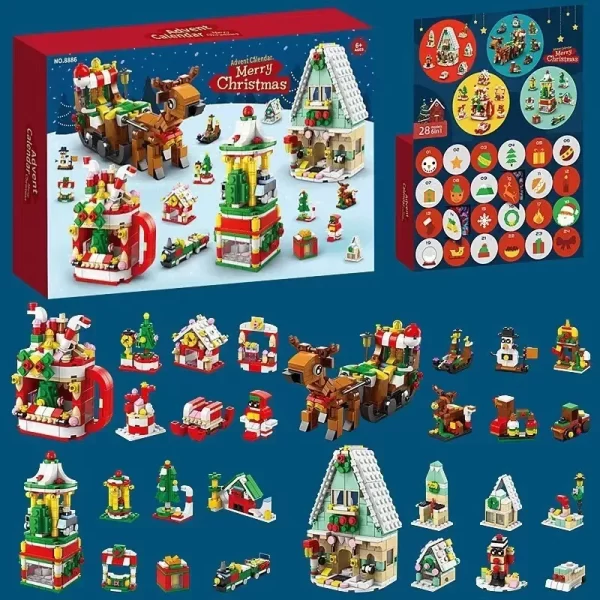 2024 Christmas Series Building Blocks Gift Box For Kids 24days Christmas Advent Calendar Diy Nutcracker Santa Claus Bricks Model - Image 2