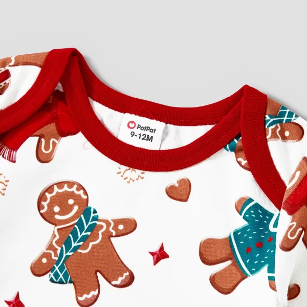 PatPat Christmas Cartoon Gingerbread Man Allover Print Family Matching Pajamas Sets (Flame Resistant) - Image 5