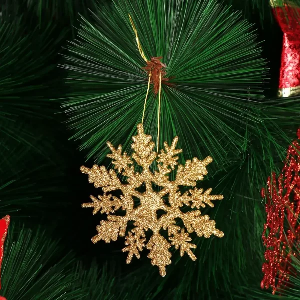 12Pcs 7.5cm Gold Powder Snowflake for Xmas Charming White Christmas Tree Decor Xmas Party Holiday Christmas Ornaments Home Decor - Image 5