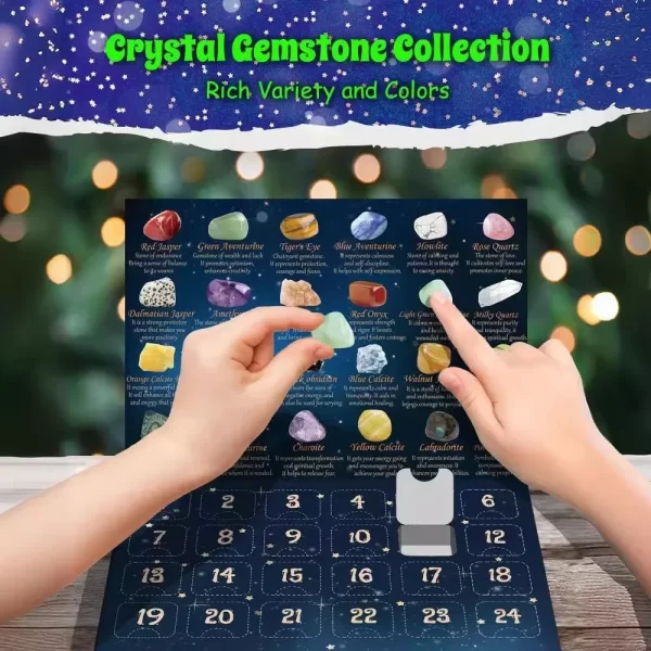 Christmas Advent Calendar Natural Crystal Gemstones Collection Box 24 Days Countdown Calendar Crystal Stone Gift Box for Kids - Image 5