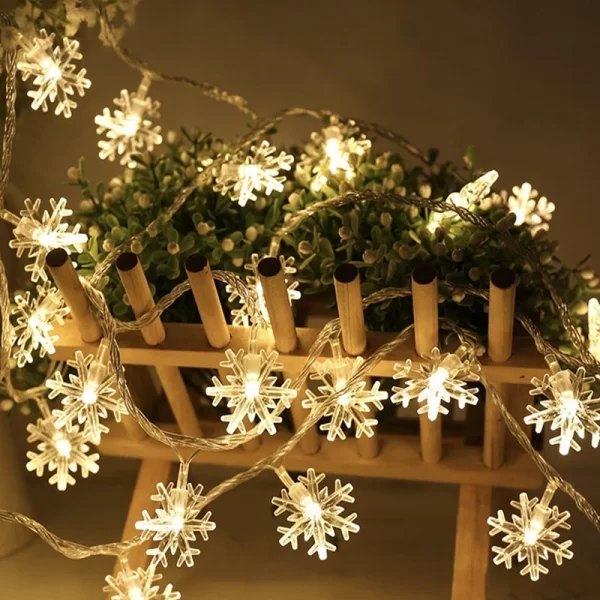 1/3/6M LED Snowflake Fairy Lights Battery/USB Power Copper Wire Garland Light New Year Garden Wedding Living Room Decoration - Image 4