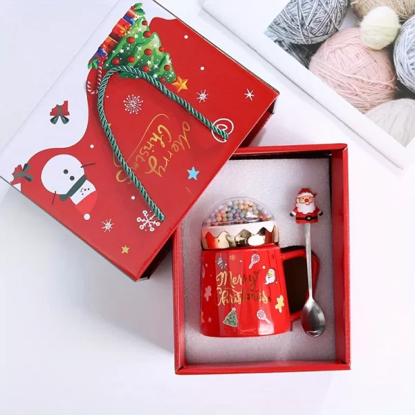 Christmas Ceramic Cup Gift Box with Lid Spoon Mug Tea Cup Christmas Set Handcrafted - Image 5